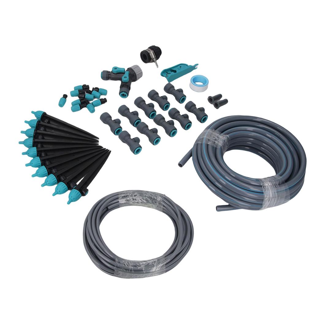 10m Greenhouse Micro Drip Irrigation Kit with Tubing Hose Adjustable Nozzle Garden Watering System
