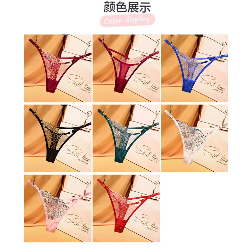 Seduction Hot Fashion Thong Nightclub Style Waist Hollow Seiko Embroidered Adjustable Belt Women's Large Size Panties