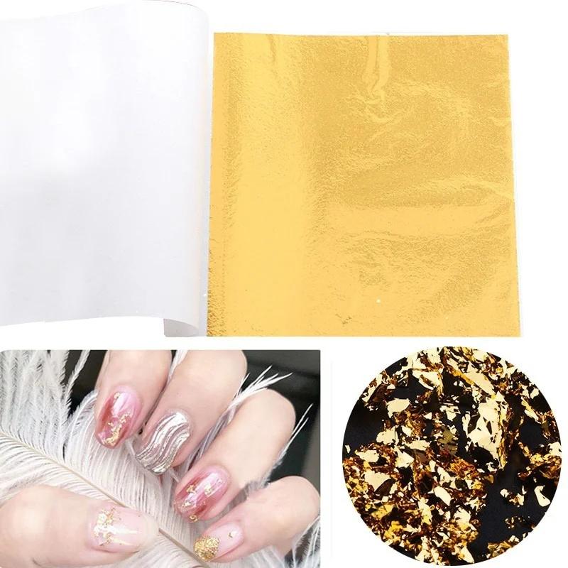 100Sheets Imitation Gold Silver Foil Paper Leaf Gilding DIY Art Craft Paper Birthday Party Wedding Cake Dessert Decorations