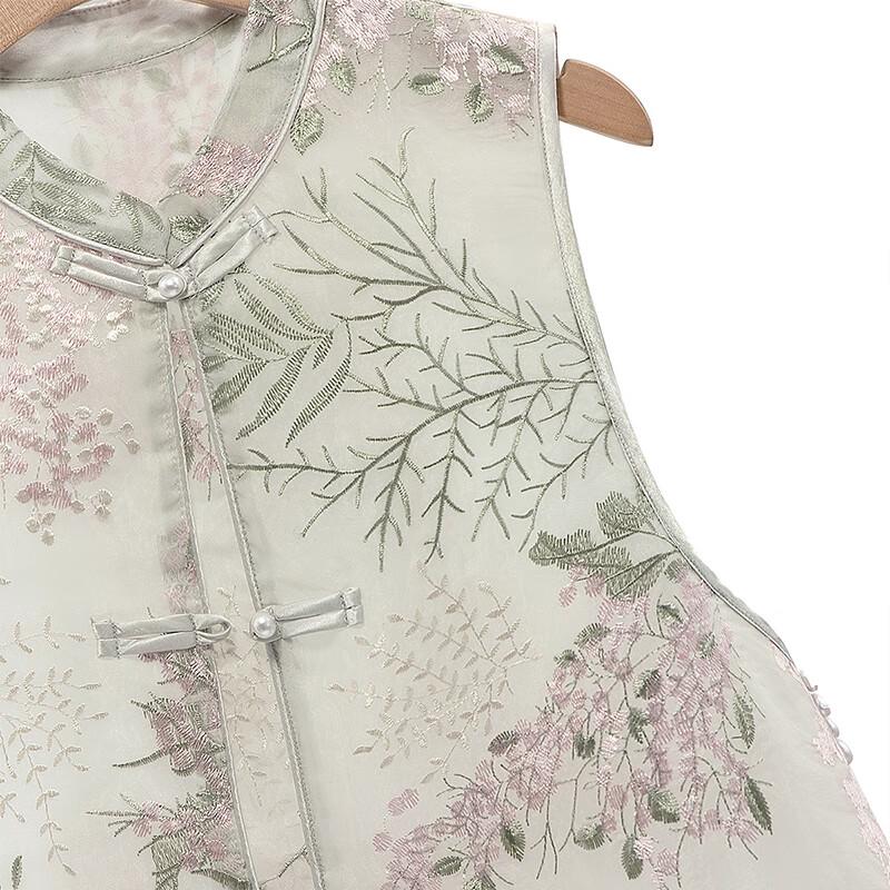 Sybelle New Chinese Style Embroidered Stand Collar Vest