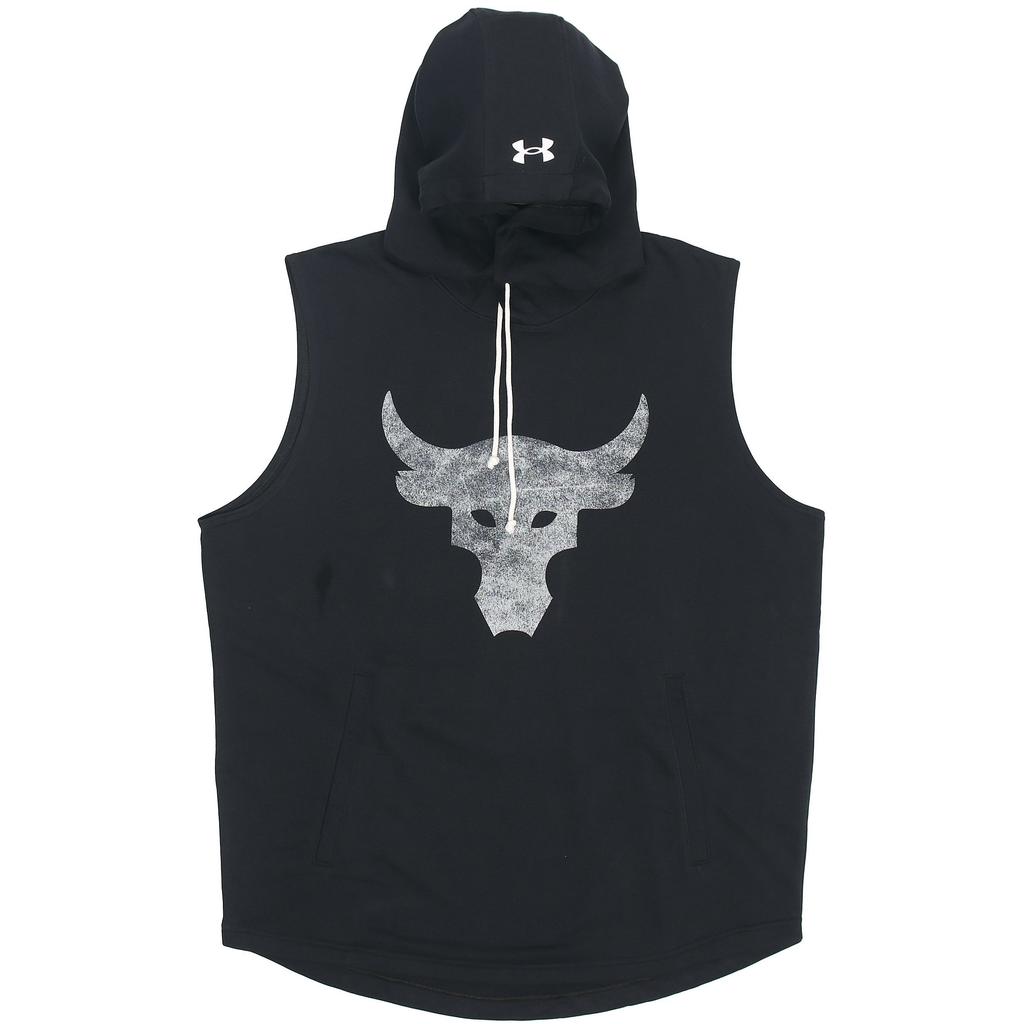 Under Armour Project Rock Cotton Knit Training Hoodie Vest Men Tops Black 1367108-001