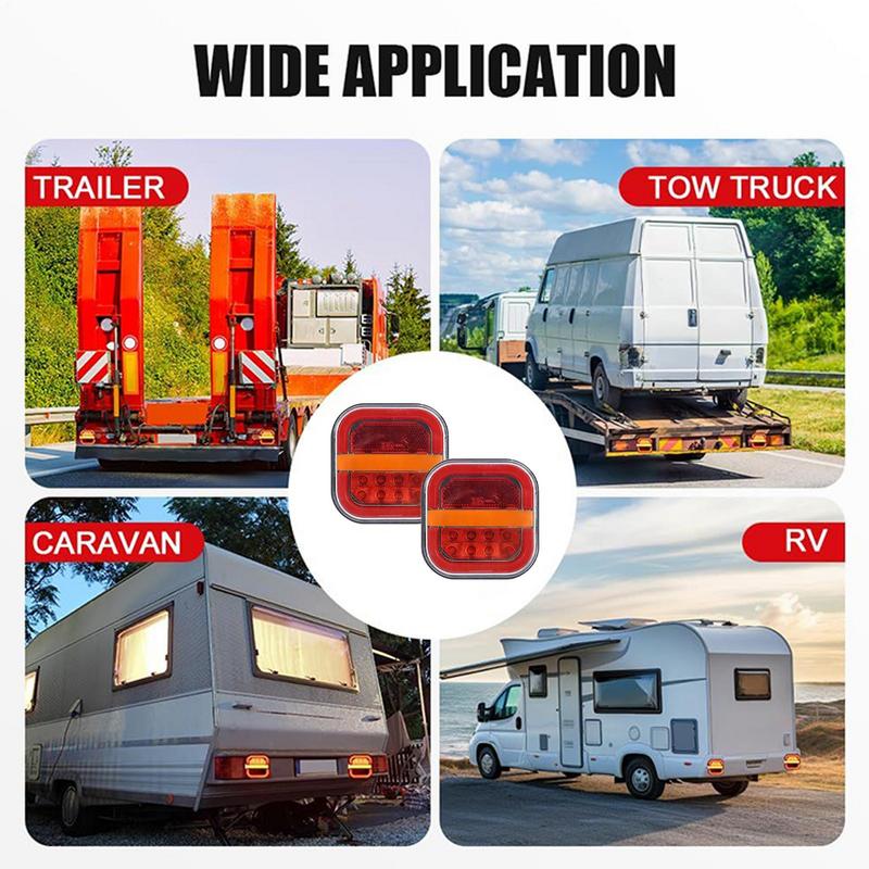 Trailer Tail Light Rear Lamp for Towing Rechargeable High-Intensity Brake Tail Light for Truck Marine Towing RV Trailer
