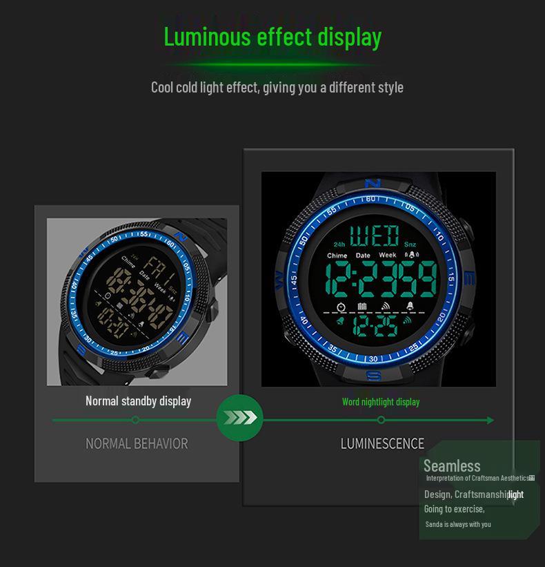 Sanda Luminous Waterproof Sport Wristwatch - Fashionable, Simple, Versatile, and Perfect for Students.