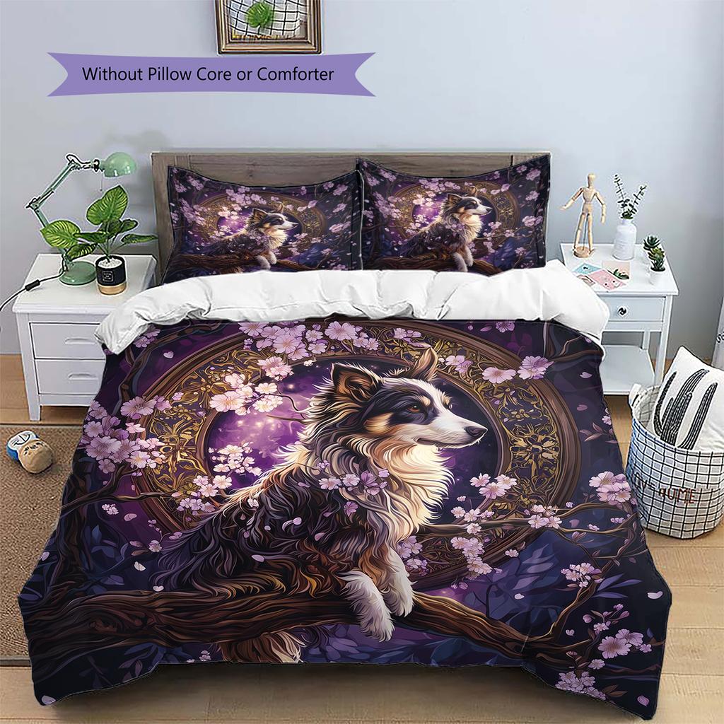 Australian Shepherd Dog Pattern Bedding Home Decoration Birthday Gift (1 * Duvet Cover + 2 * Pillowcase, Without Core)