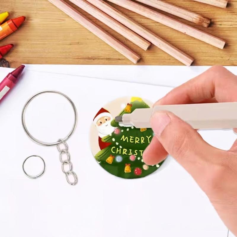 Blank Wooden Keychain Craft Supplies with Split Rings and Chains, Plain Pieces for Writing, Painting, and Handmade Gifts
