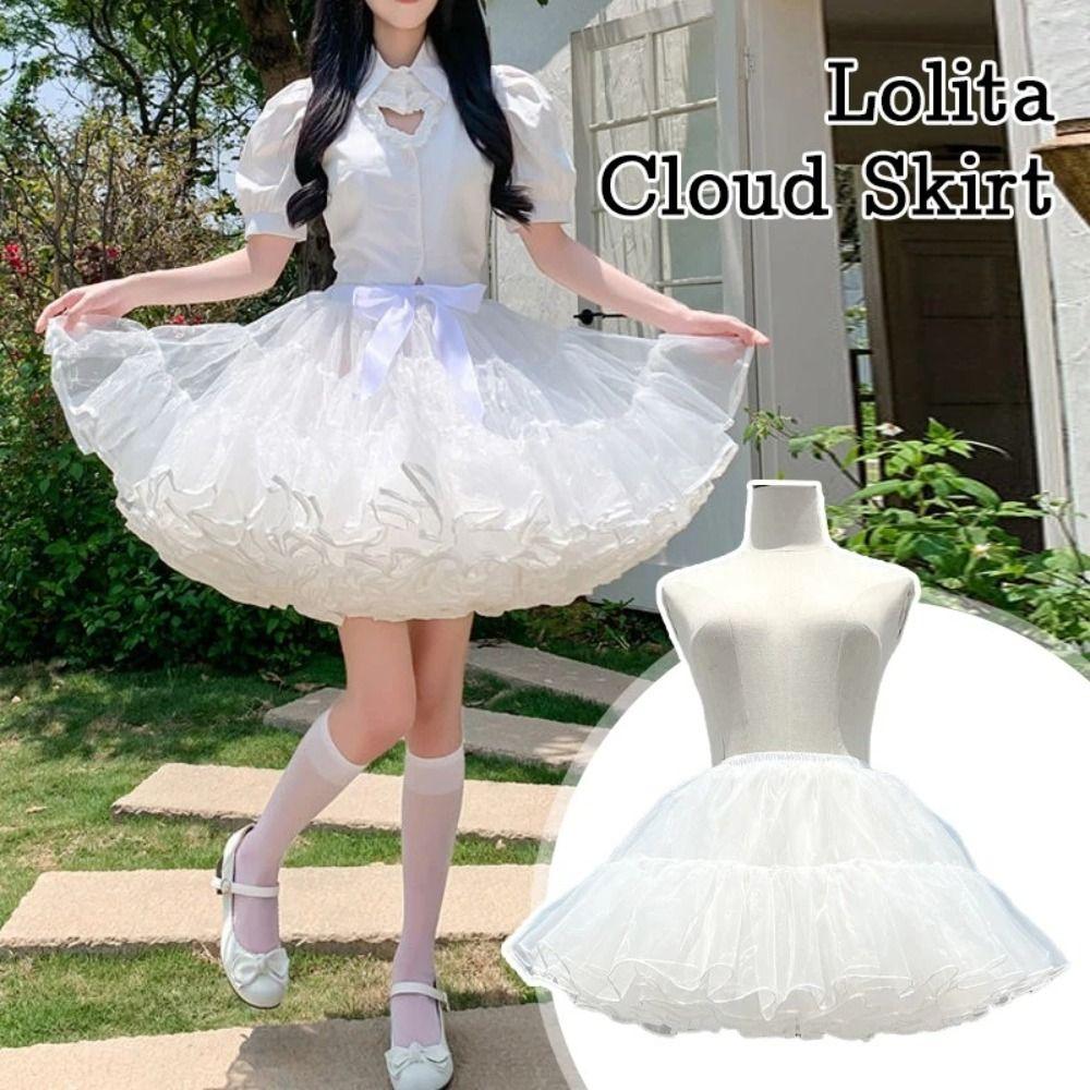 Fluffy White Petticoat Lolita Bottoms Skirt Support new Boneless Puffy Skirt