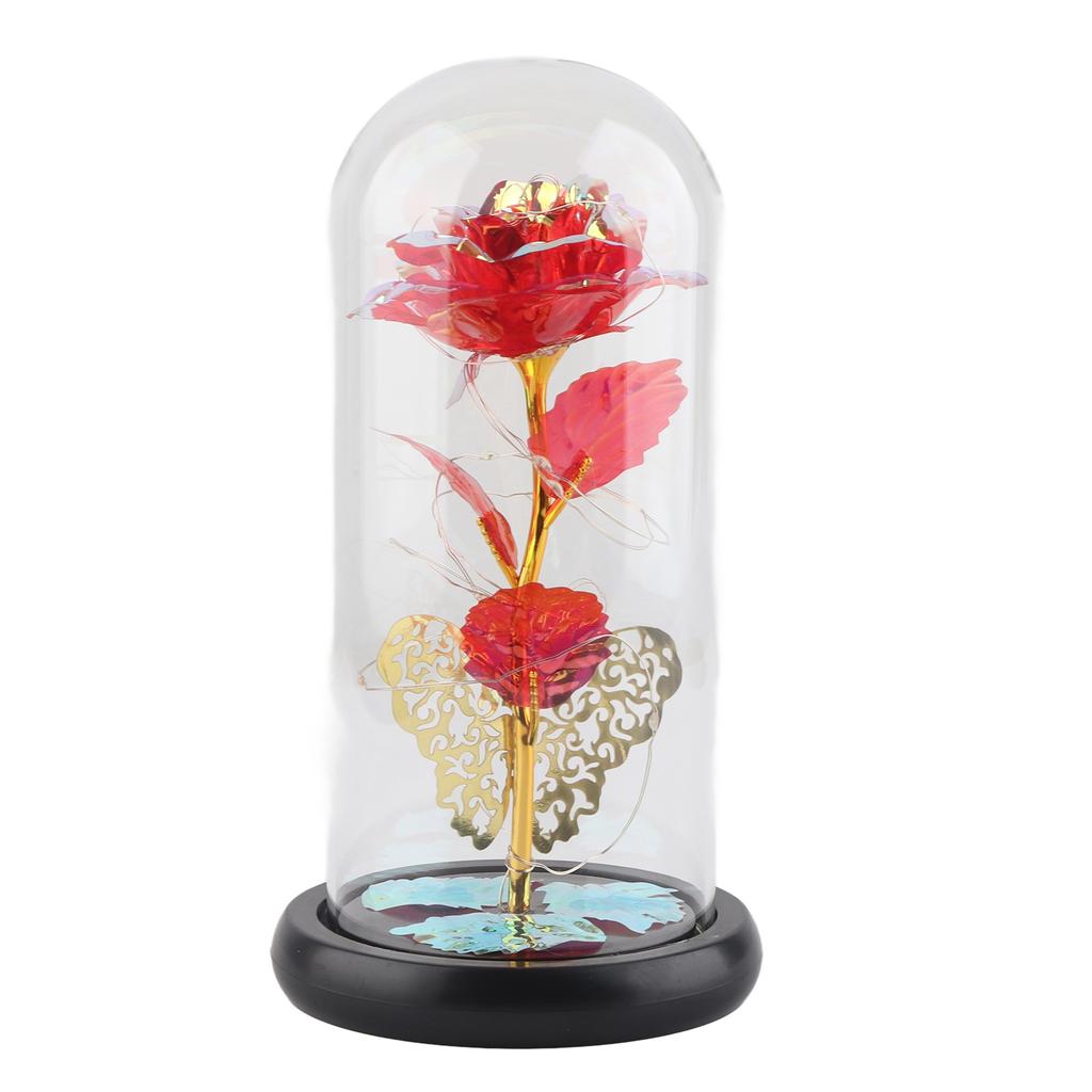 Glass Cover Flower Light Colorful Romantic Decorative Clear Cover LED Rose Lamp for Bedroom Wedding Party