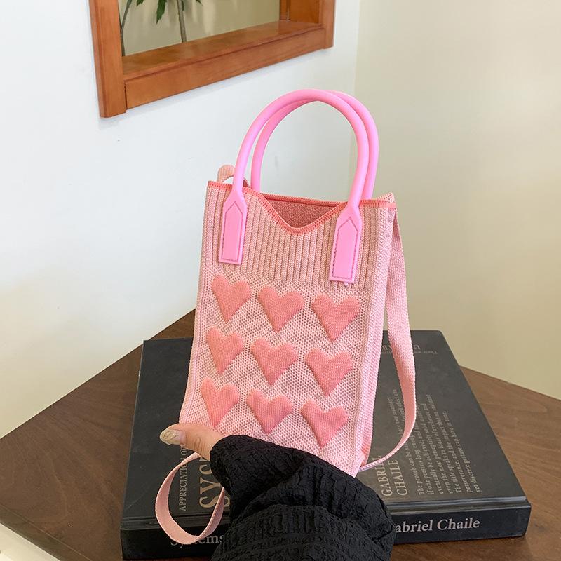 Dopamine Color Mini Mobile Phone Bag Knitted Bag Niche Versatile Single Shoulder Oblique Span Bag Change Bag Hand Bag