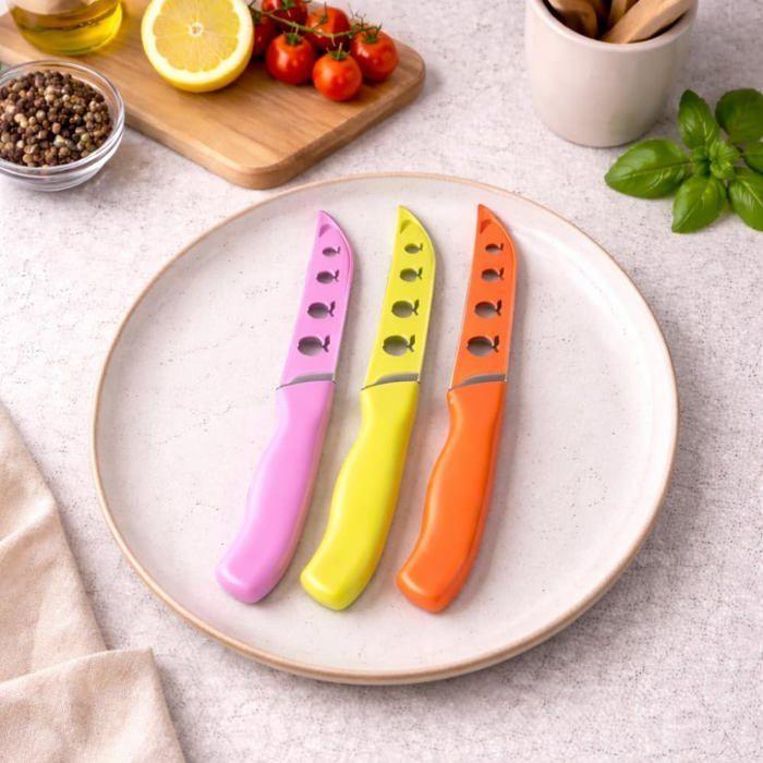 Set of 6 Office Knives - SIROCO - Lot 6 - Sharp Stainless Steel Blade - Ergonomic Non-slip Handle - Apple Sheath