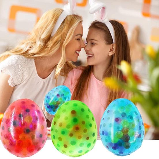Yousheng Easter Egg Toy Elastic Quick Recovery Colorful Anti-stress Ball Pinch Toy Relieve Boredom Soft TPR Squeeze Egg Children Decompression Toy