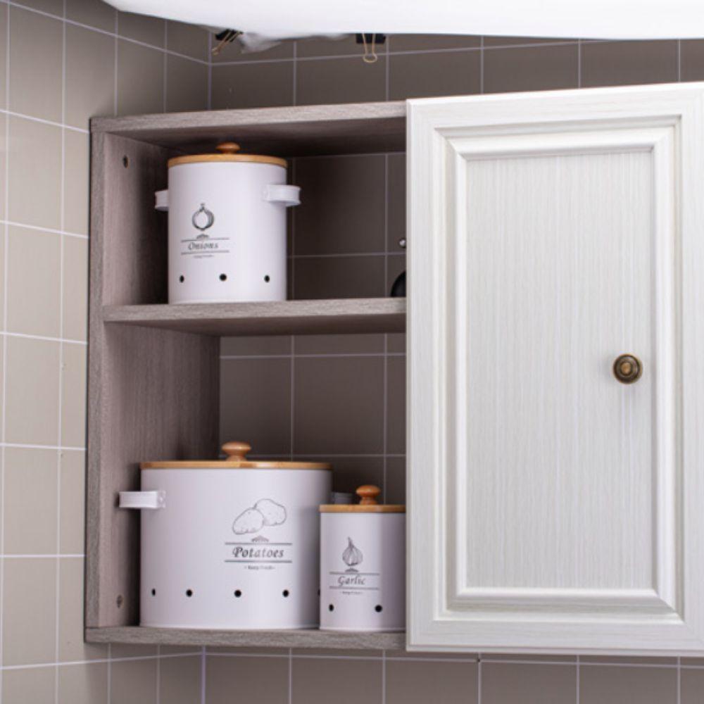 Carbon Steel Garlic Storage Bin with Lid Garlic Keeper Potato Storage Container Pantry