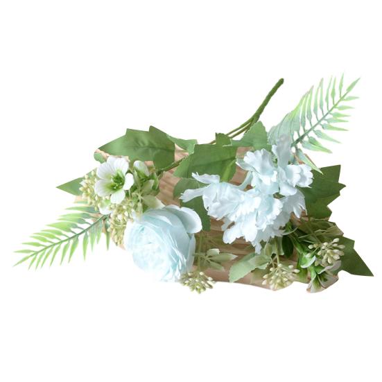 Mixed Artificial Flower Bouquet Faux Silk Rose Hydrangea Flowers with Stem Fake Wedding Bouquet for Bridal Floral Arrangement Home Table Centerpiece