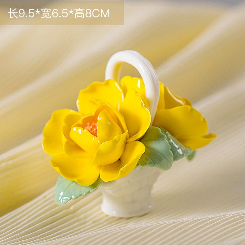 Keramik-Simulations-Blumenkorb-Ornamente Handgefertigte Mini-Blumenkörbe Kreative Kaffeetisch-Wohnzimmer-Tischdekorationen
