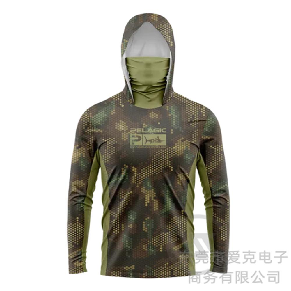 Pelagic fishing suit summer outdoor sunscreen suit camouflage fishing suit cover Luya hooded fishing shirt quick drying