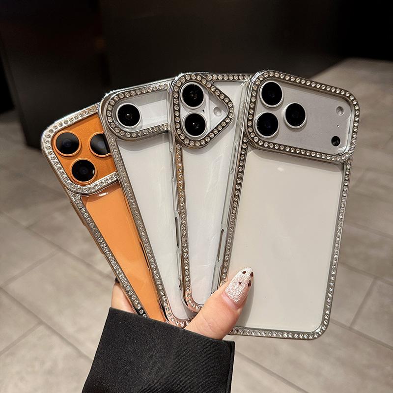 Electroplating Diamond Silicone Phone Case For IPhone 17 Pro Max 16 15 14 13 12 11 Rhinestone Cover