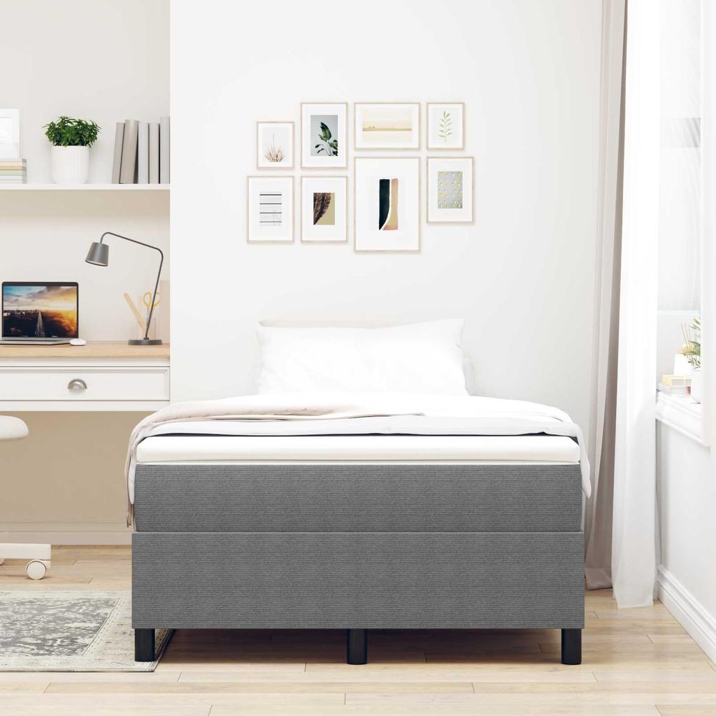 Platform Bed Frame Light Grey 120 x 190 cm Corduroy Fabric