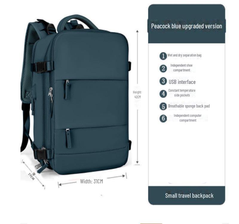 Girls' Large Capacity Waterproof Backpack with Dry/Wet Separation, Ideal for Cross-Border Travel and School.