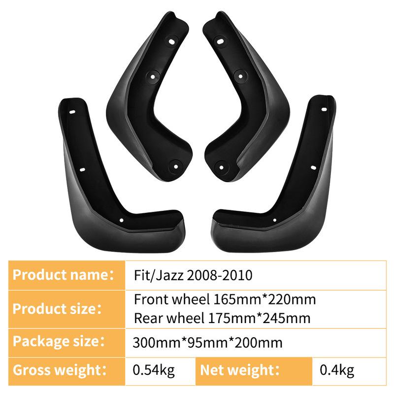 For HONDA Fit Jazz 2008-2010 Automotive Tire Mudguard Waterproof Prevent Mud Splashing Car Mud Flap Fender Trim 4pcs Accessories