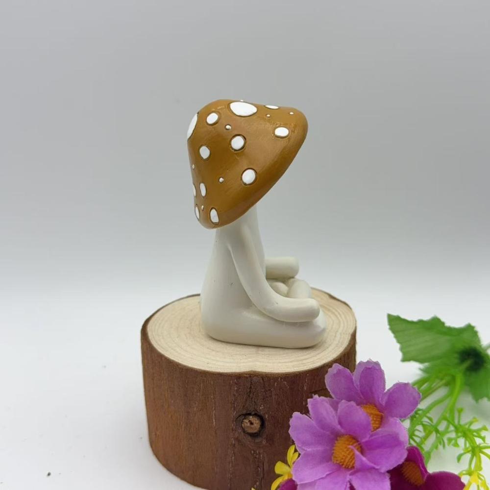 Cute Meditation Yoga Mushroom Desktop Ornaments Resin Craft Decors Home Living Room Decorations Garden Courtyard Creative Orname
