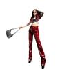 Autumn And Winter Women's  Crocodile Pattern Leather Pants Women High Waist Micro Horn Temperament PU Trousers