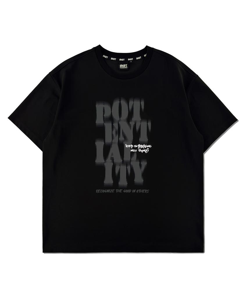 BUNKERBUSTER Grunge Lettering Print Short Sleeve T-Shirt Mq7Tu426_Black