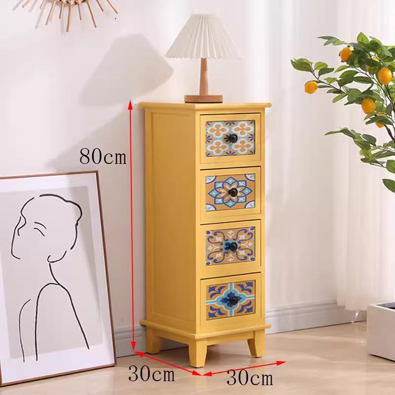 American Solid Wood Narrow Five-Drawer Sideboard and Bedside Cabinet