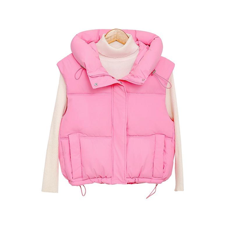 Autumn and winter new simple cotton clothes women's vest short stand-up collar vest outer wear vest jacket