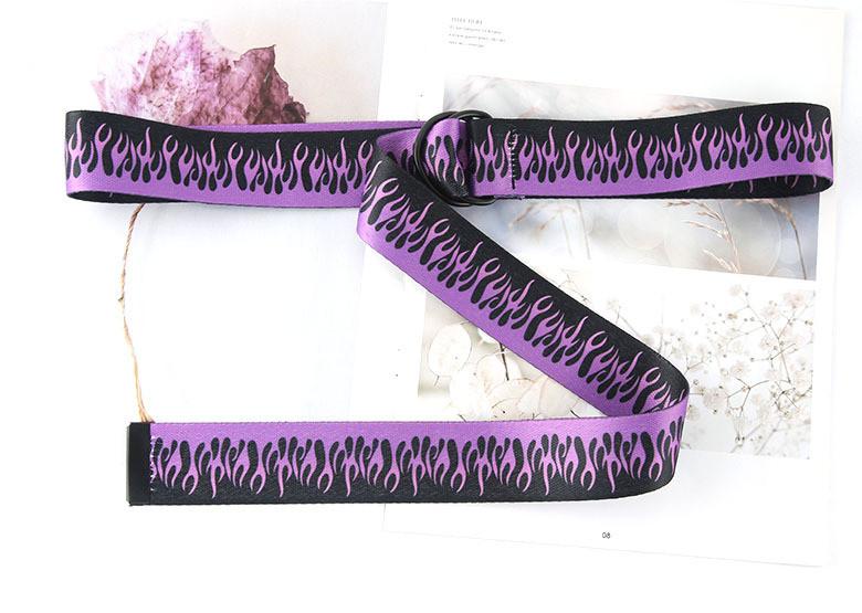 Повседневный холщовый ремень в стиле Харадзюку с двойной кольцевой пряжкой для мужчин Purple Flame