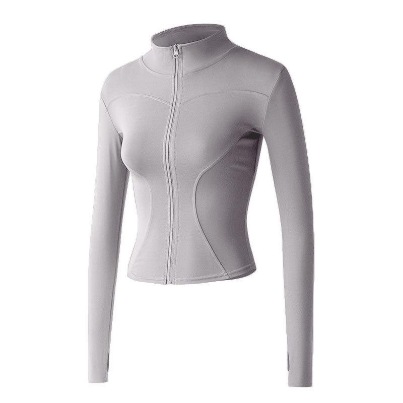 Women's Slim Fit Stand-up Collar Yoga Jacket - High Elasticity Long Sleeve Shirt for Autumn/Winter Outdoor Sports & Fitness