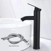 TLXT Black Tall Stainless Steel Waterfall Basin Faucet