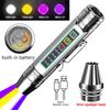 4 LED Light Sources Flashlight 365nm+395nm+Yellow+White USB Rechargeable Money Pet Urine Ore Cat Fluorescent Marker Check Light