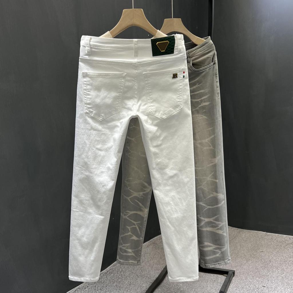 Men's White Slim Straight Nine-Point Summer Jeans - Versatile Business Casual Fashion