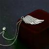 Angel Wings Tassel Chain Lapel Pin, Luxury Metal Feather Unisex Brooch Jewelry Gifts for Men Women
