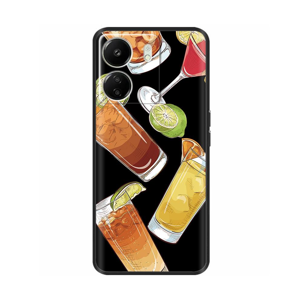 For Xiaomi Poco C65 Case Cute Luxury Painted Back Cover Soft Black Silicone Phone Case For Xiaomi Poco C65 PocoC65 Fundas Bumper