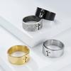Retro Simple Large Smooth Titanium Steel Cross Ring Men's and Women's Geometric Design Advanced Sense Index Finger Ring Jewelry