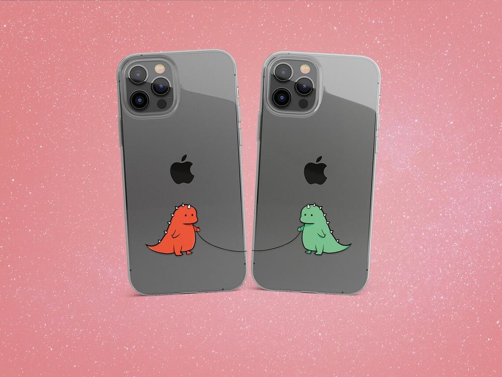 Cute Dino Clear Phone Case for iPhone 13 12 11 14 15 Pro Max Case Mini XR XS Max 7 8 Plus SE Case Silicone Tpu Dinosaur Cover