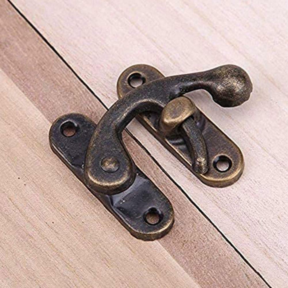 For Mini Jewelry Box Antique Bronze Iron Padlock Hasp Hook Lock Vintage Style