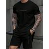 Sommer Set Stylisches Streetwear Rundhals T-Shirt und Shorts Set Übergröße Herren Freizeit Kurzarm Oberteil und Shorts Zweiteiliges Set