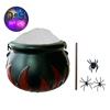 Halloween Witch Cauldron Set DIY Plastic Black Pot with Artificial Spiders Light Up Bubble Witch Cauldron for Halloween Kitchen Table Decor