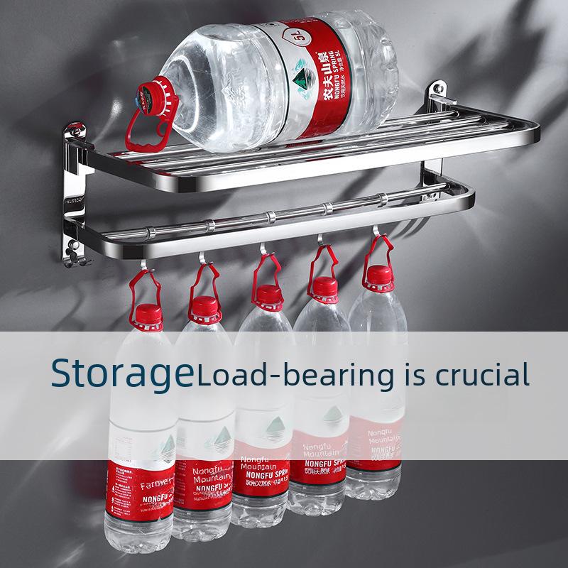 304 Stal nierdzewna składany wieszak na ręczniki łazienkowe - wielofunkcyjny organizer do przechowywania bez dziurkowania