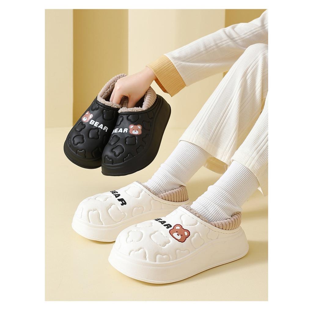 Waterproof Cotton Slippers for Women, Autumn and Winter Bags, Cotton Slippers, Winter Indoor Use, Anti Slip and Warm Thick Soled Cotton Shoes