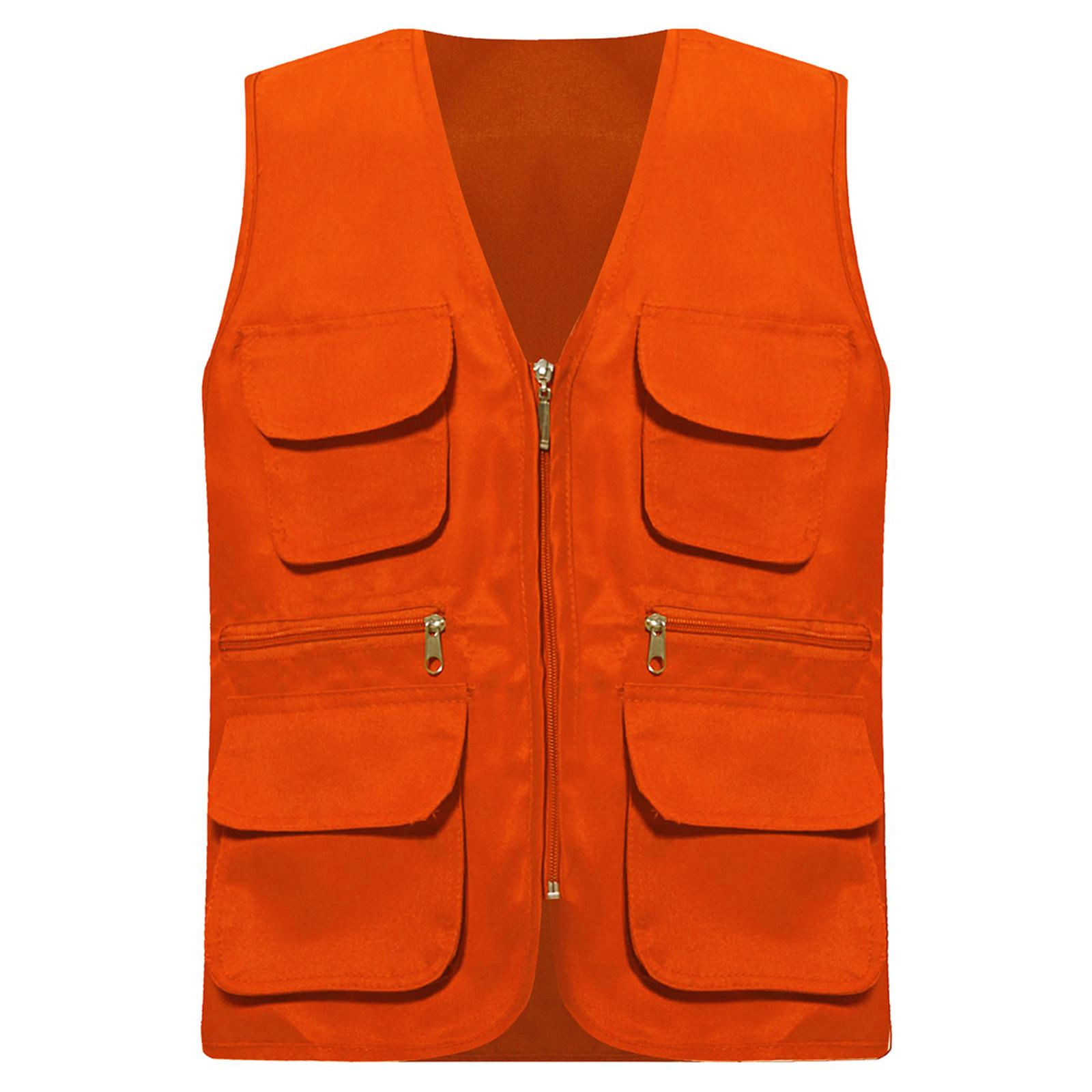 

Жилет для мальчиков и девочек, без рукавов, с V-образным вырезом, множеством карманов, застежкой-молнией для школьных мероприятий или активного отдыха S/120 оранжевый