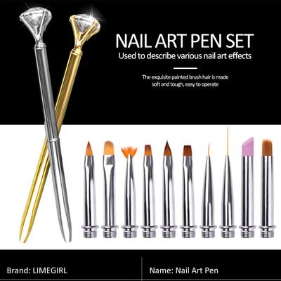 New Professional Nail Brush Set Manicure UV Gel Brush Pen Transparent Acrylic Nail Art Painting Drawing Brush Phototherapy Tools