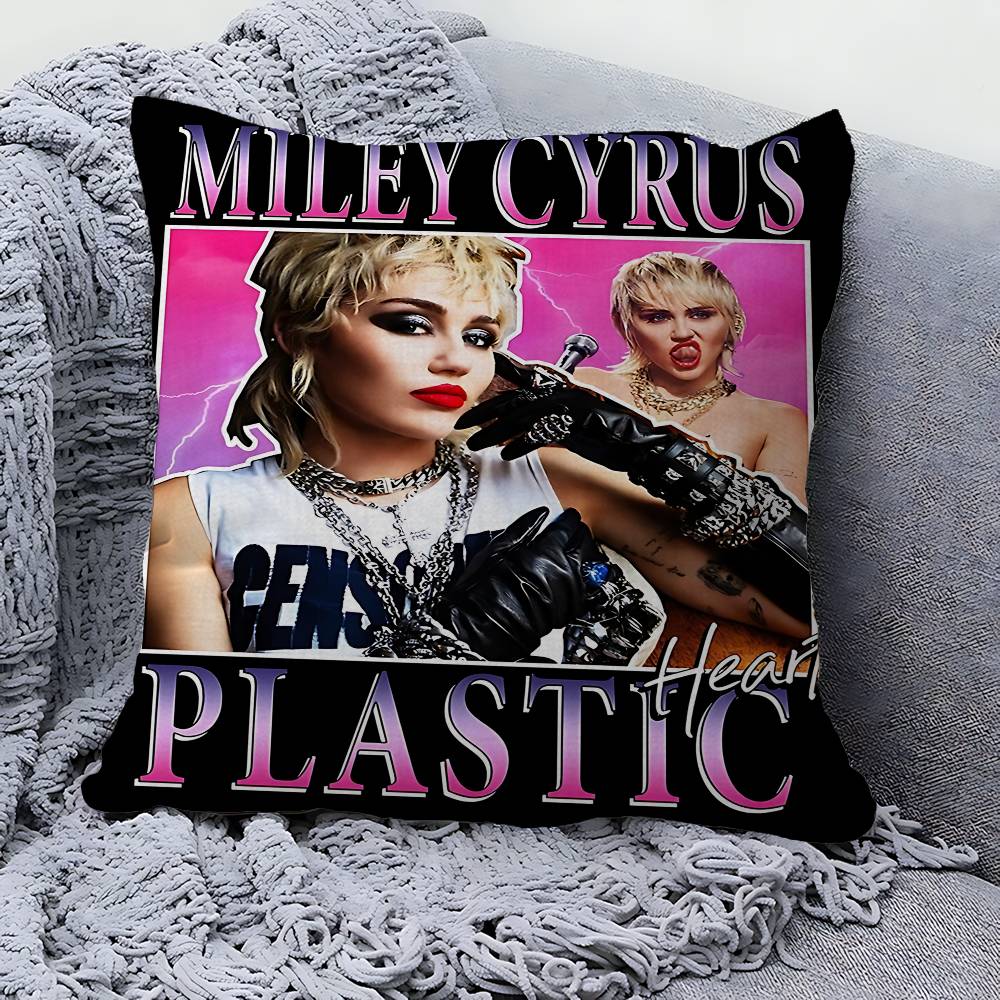Pop Singer Miley Cyrus Personalized Picture Text Home Decorative Pillows Household Gifts 45x45cm 30cmx30cm