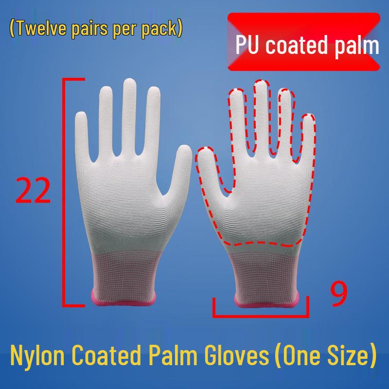 Ultra-Thin Nylon Breathable White Work Gloves - Skin-Friendly, Non-Slip, Elastic, Wear-Resistant.