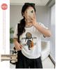 2026 Plus Size Women's Ice Silk Knit Print T-Shirt - Spring/Summer Collection, Loose Fit, Slimming, Short Sleeve