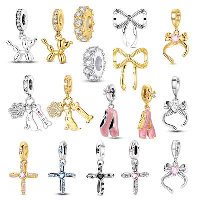 New Copper Golden And Copper Bow-Tie Balloons Dog Zircon Charms Beads Fit Original Bracelets Diy Jewelry Gift