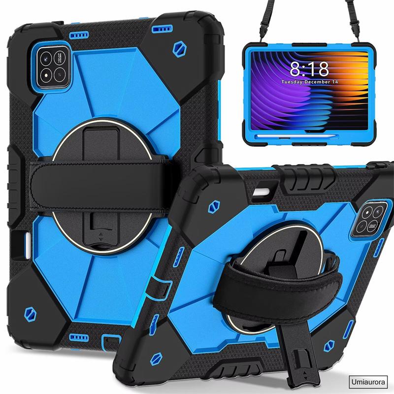 Pour Xiaomi Mi Pad7 11.2 Pad 5 6 11" 6S Pro 12.4" 7S Pro 12.5 Pouces Étui Robuste Antichoc pour Tablette avec Support Sangle Main Épaule Funda