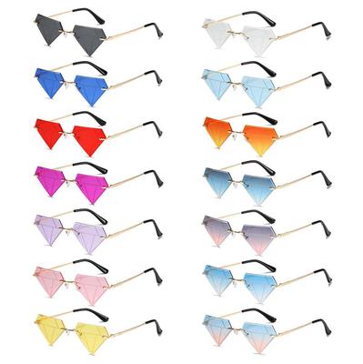 Eyeglasses Rave Party Diamond Shaped Rimless Sun Glasses Retro Shades Triangle Sunglasses for Women