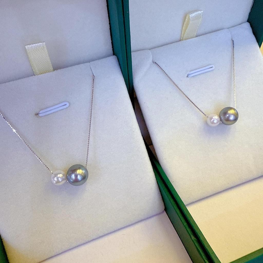 S925 Sterling Silver Tahitian Black Pearl Necklace Set - Light Luxury Jewelry Collection